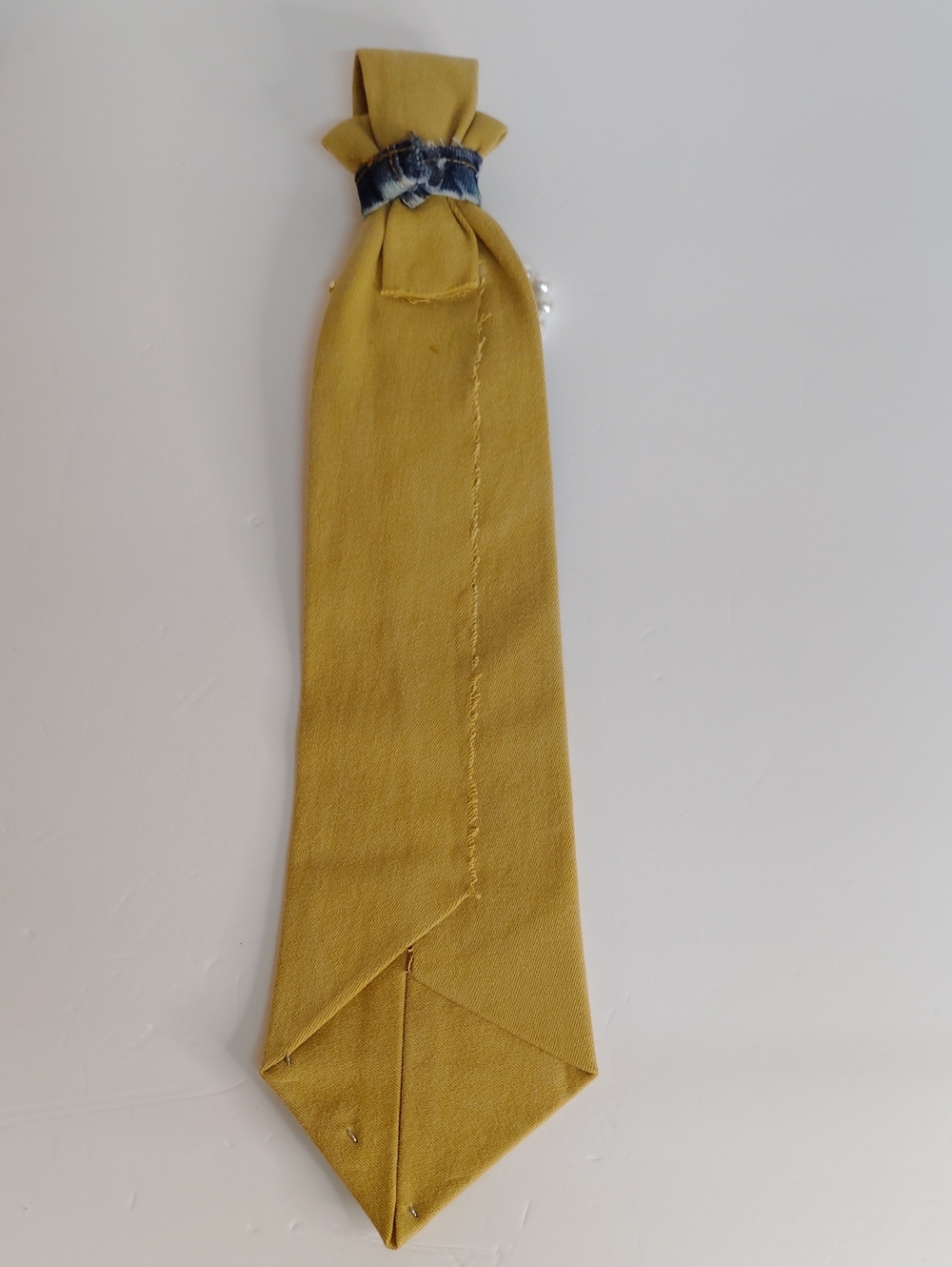 Embellished Denim & Mustard Necklace Necktie with Inspirational Patches - Picture 2 of 3